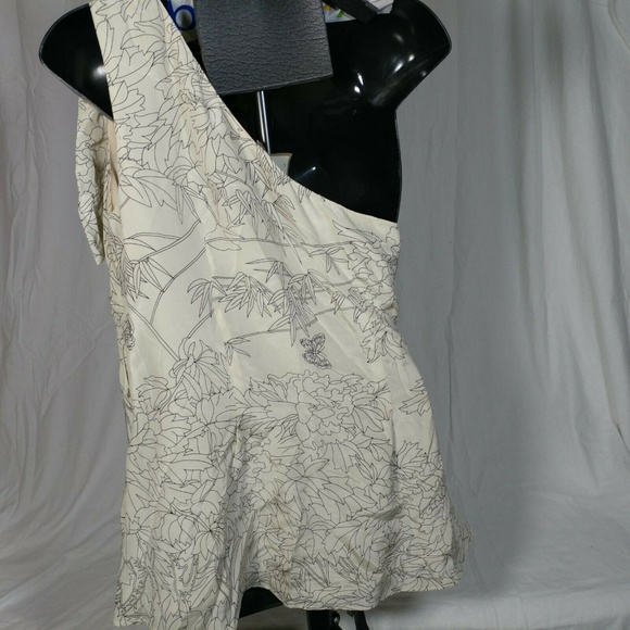 Fumblin foe womens M silk one shoulder tank flower - Picture 5 of 8